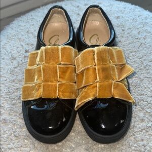 Stylish Kids Black and Gold Sneakers